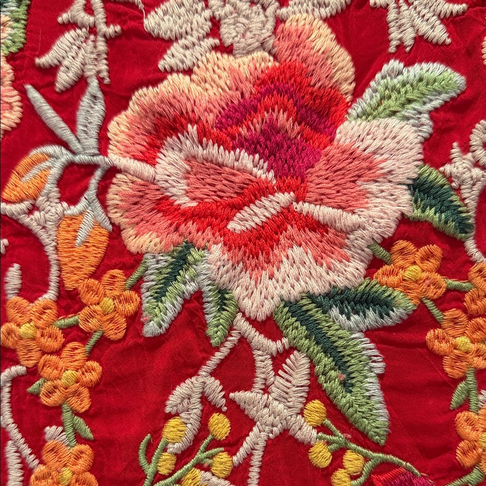Johnny Was Red Floral Embroidered Blouse - Picture 4 of 5
